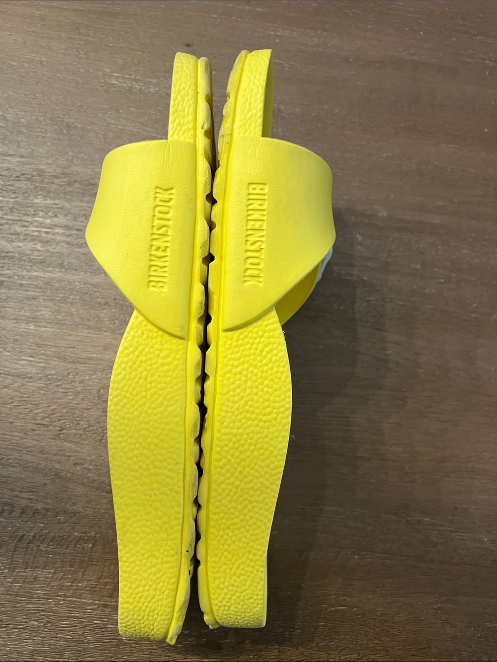 Birkenstock women’s Slide Sandals in Bright Yellow with White Buckles - Picture 9 of 11